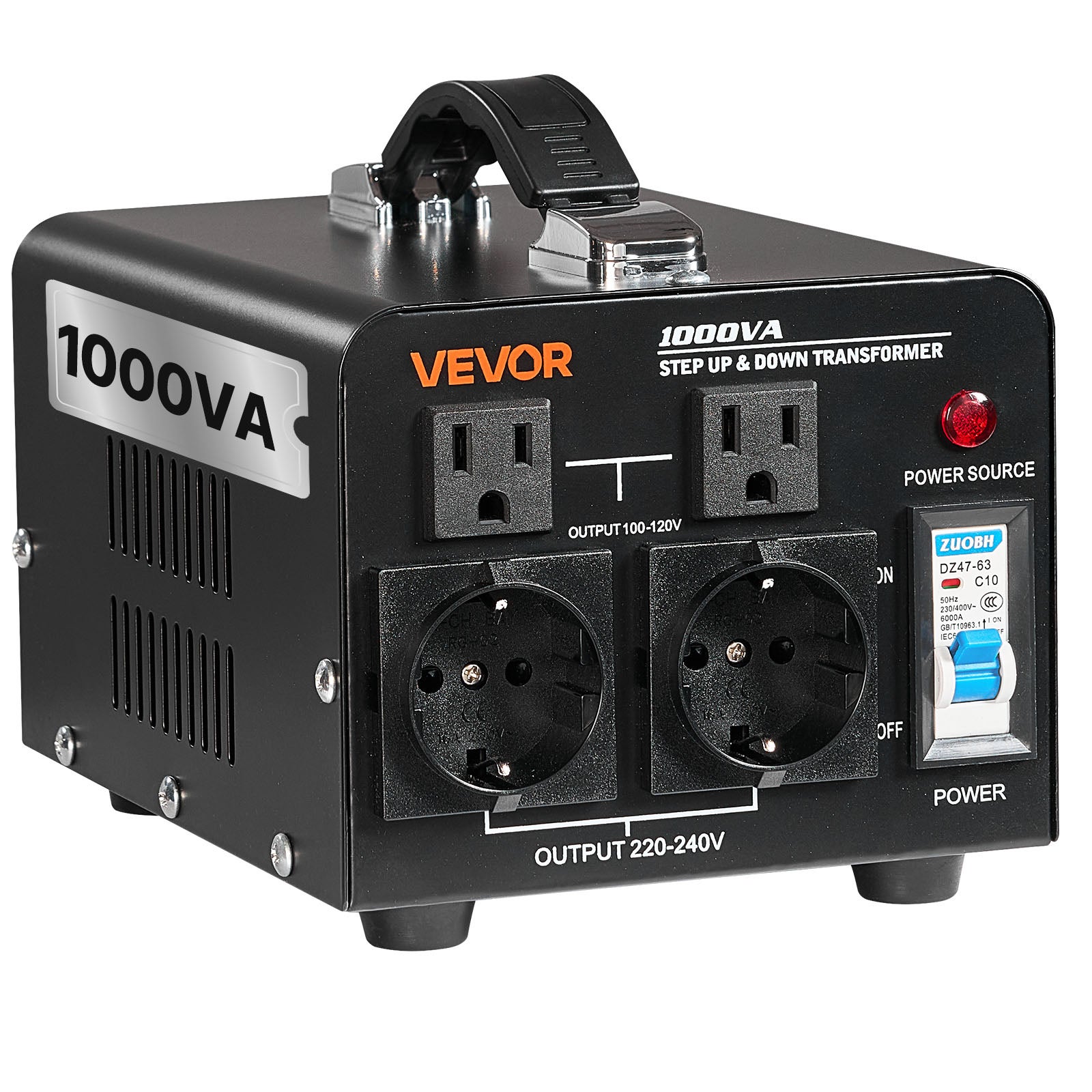 Transformator napięcia VEVOR 1000VA Konwerter 110 do 220 V/220 do 110 V
