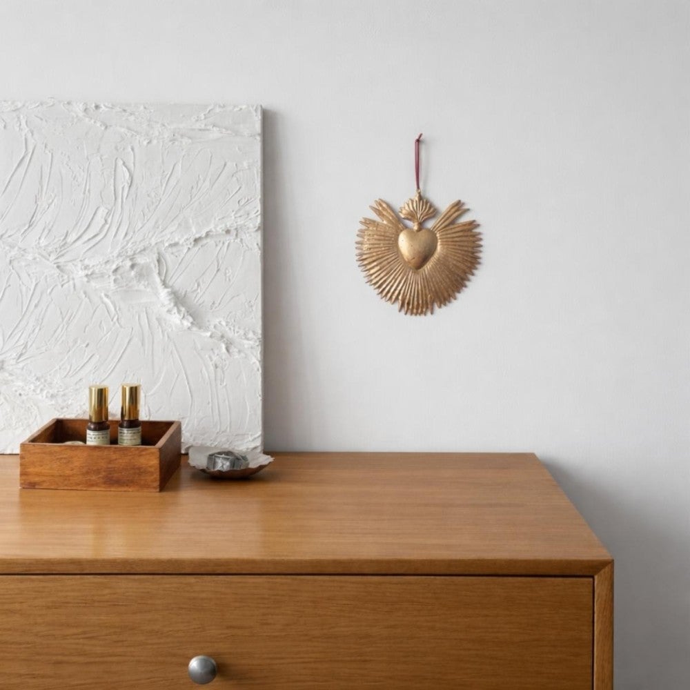 Ex voto coeur en métal doré 24cm - Ornami - 2