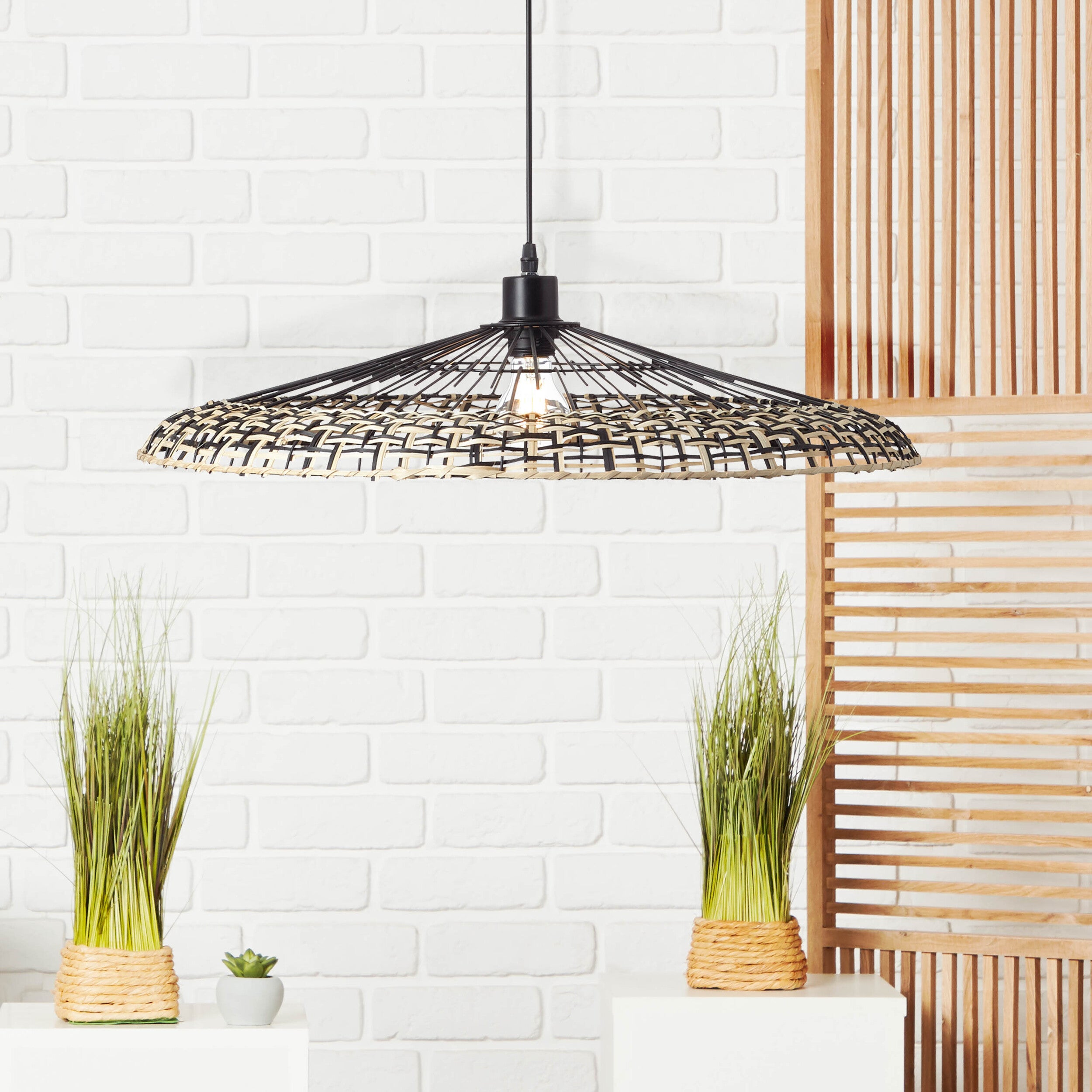 Brilliant lampa sufitowa Sandros 31cm czarny/szkło metal/drewno czarny 2x D45, E14, 40 W - 4