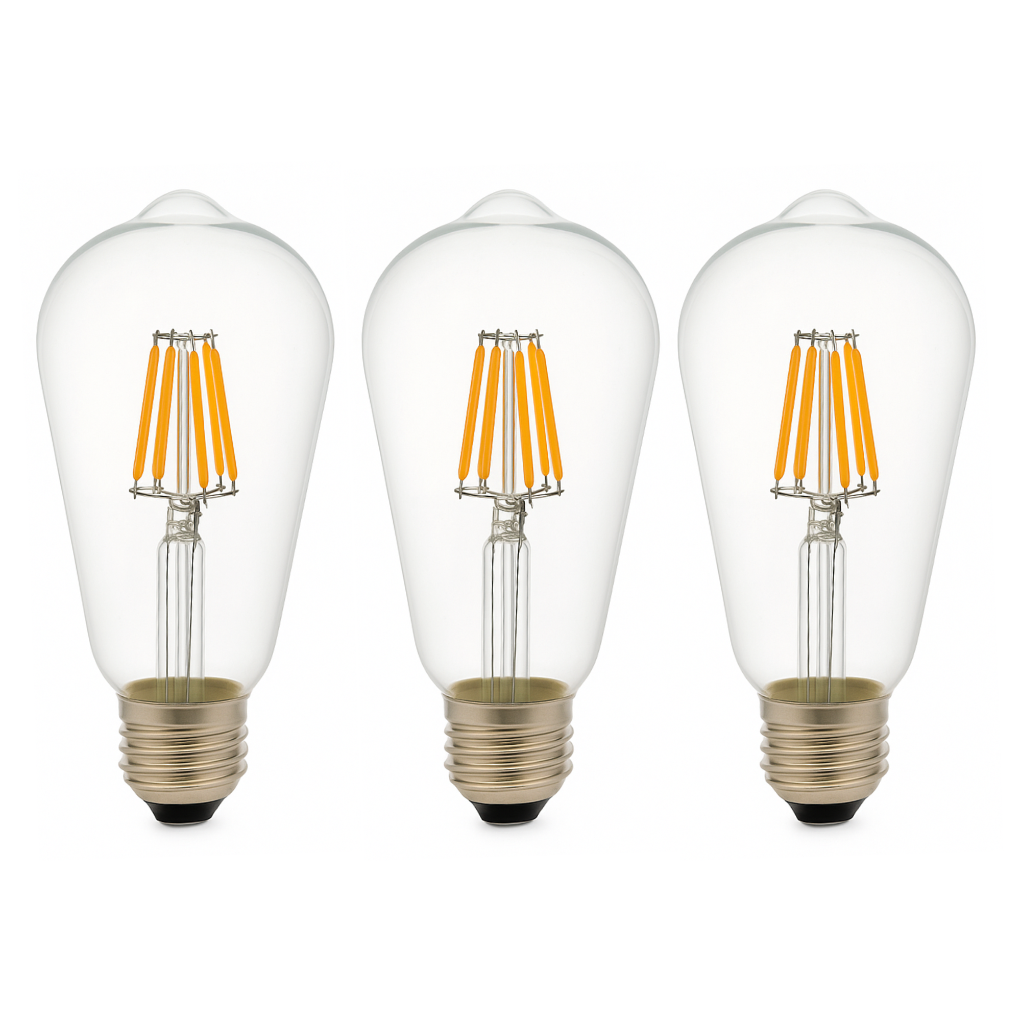 Zestaw 3 sztuk żarówek LED ST64 E27 Edison z żarnikiem 8 W 820 lm, przezroczystych i w stylu vintage. Ciepłe światło 2700 K.