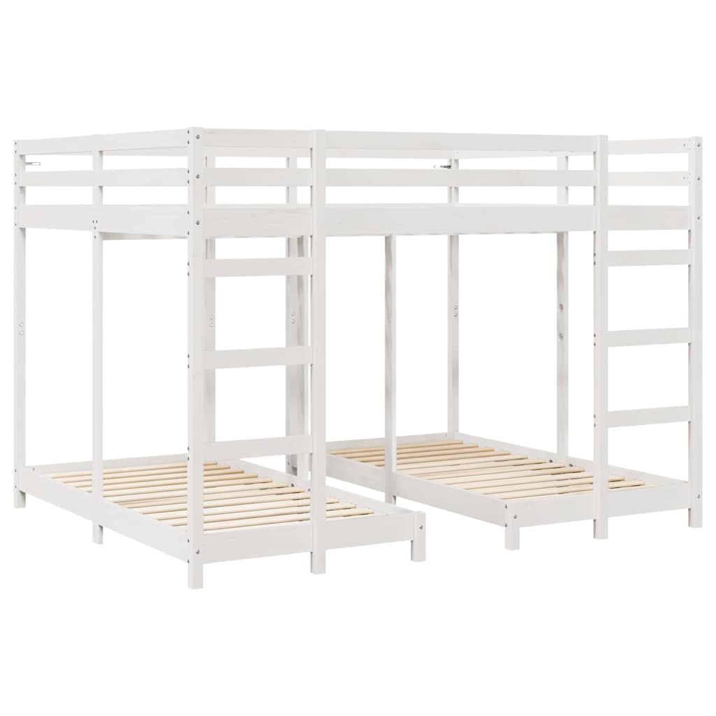 Cadre de lit superposé triple, blanc, en pin massif, 160 × 200 cm - 3
