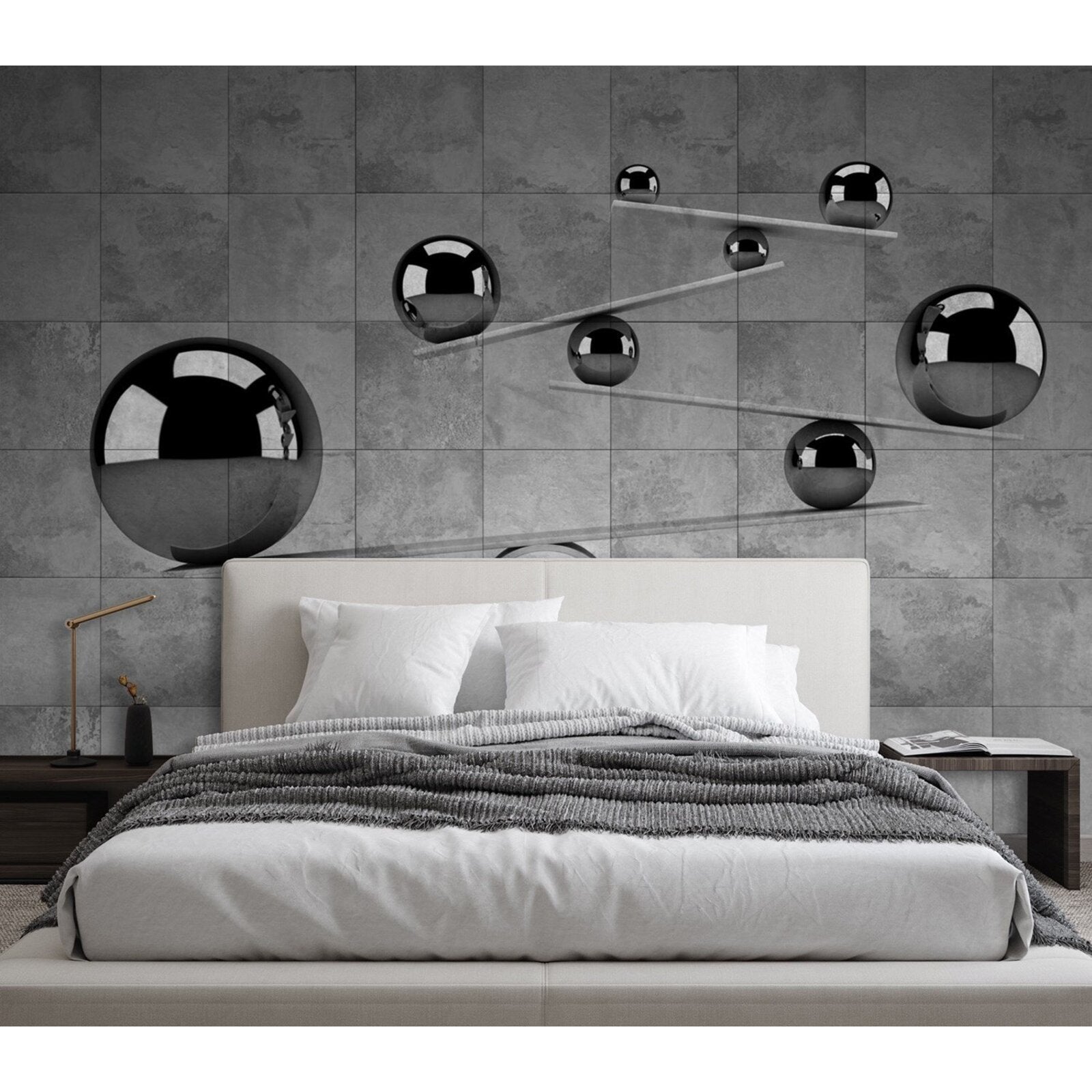 Papier peint sphères grises 3d - 450 x 315 cm - 2