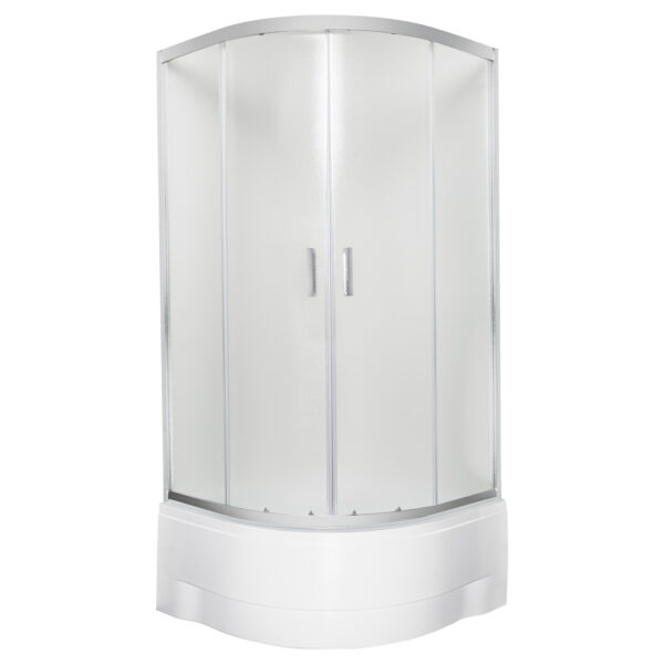 Kabina prysznicowa z brodzikiem głębokim Malibu 90 GL Kerra półokrągła szkło mrożone