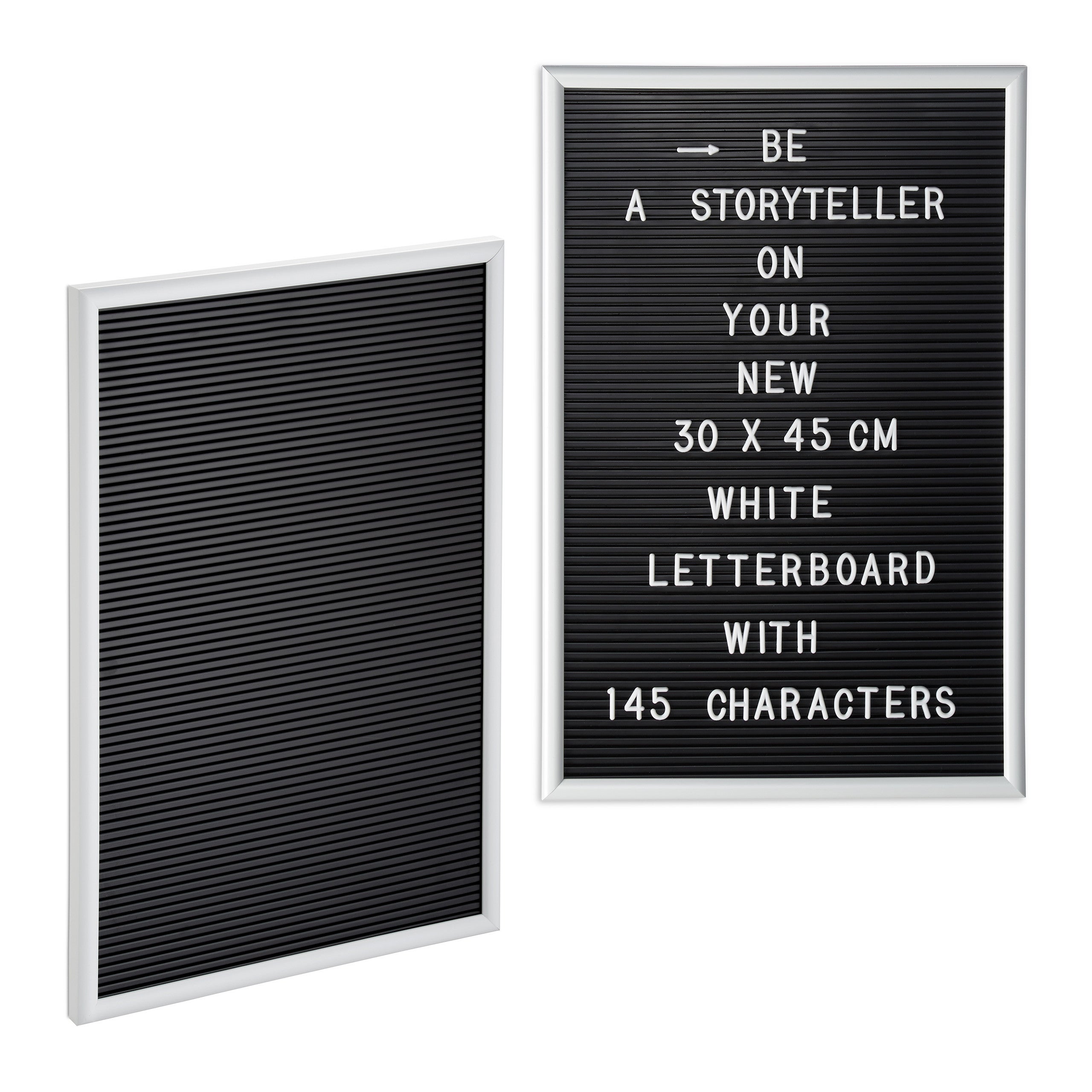 2 letter boards con marco, pizarra 145 letras, números y símbolos, plástico, 30x45, blanco