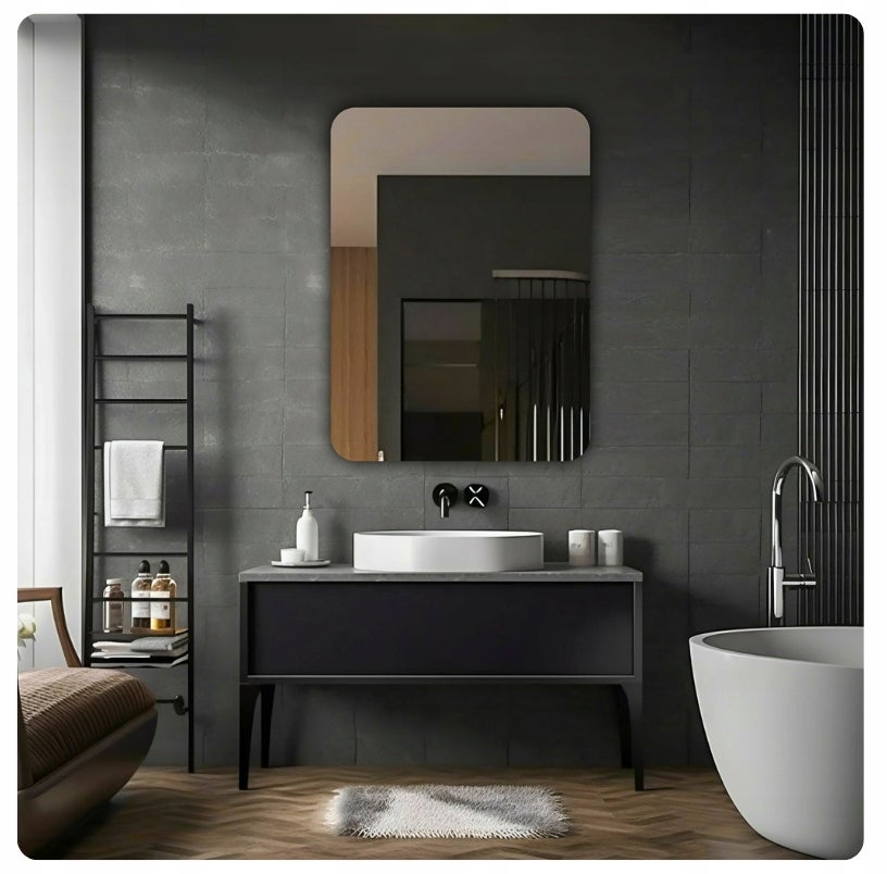 Lustro 70x120 cm Zaokrąglone Rogi Bez Oświetlenia Łazienkowe Bez Ramy - 5