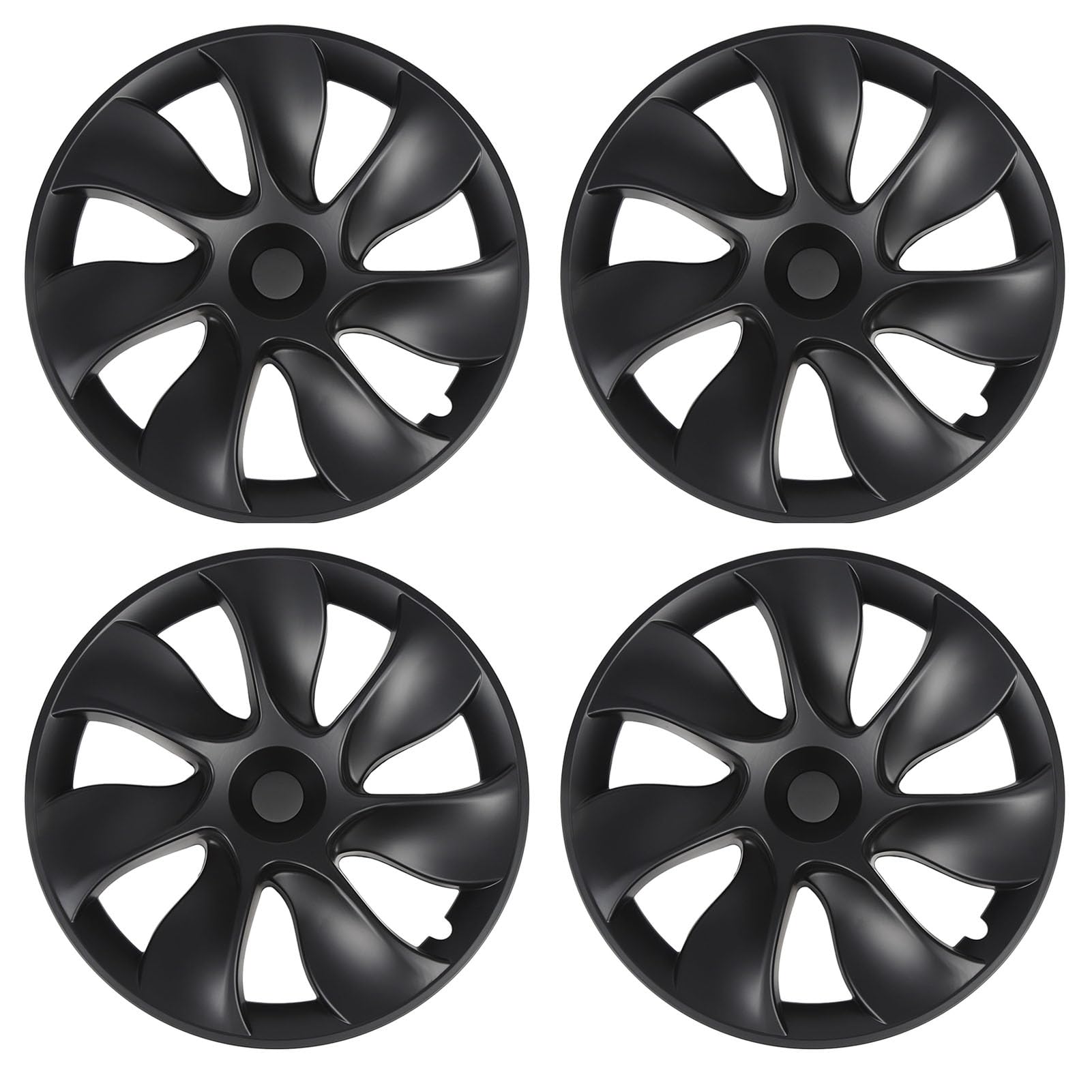 4 Coprimozzi Ruota Da 18 Pollici Per Tesla Model 3 2017-2023 - Design Sportivo Nero Opaco, In ABS Con Fibbie Metalliche