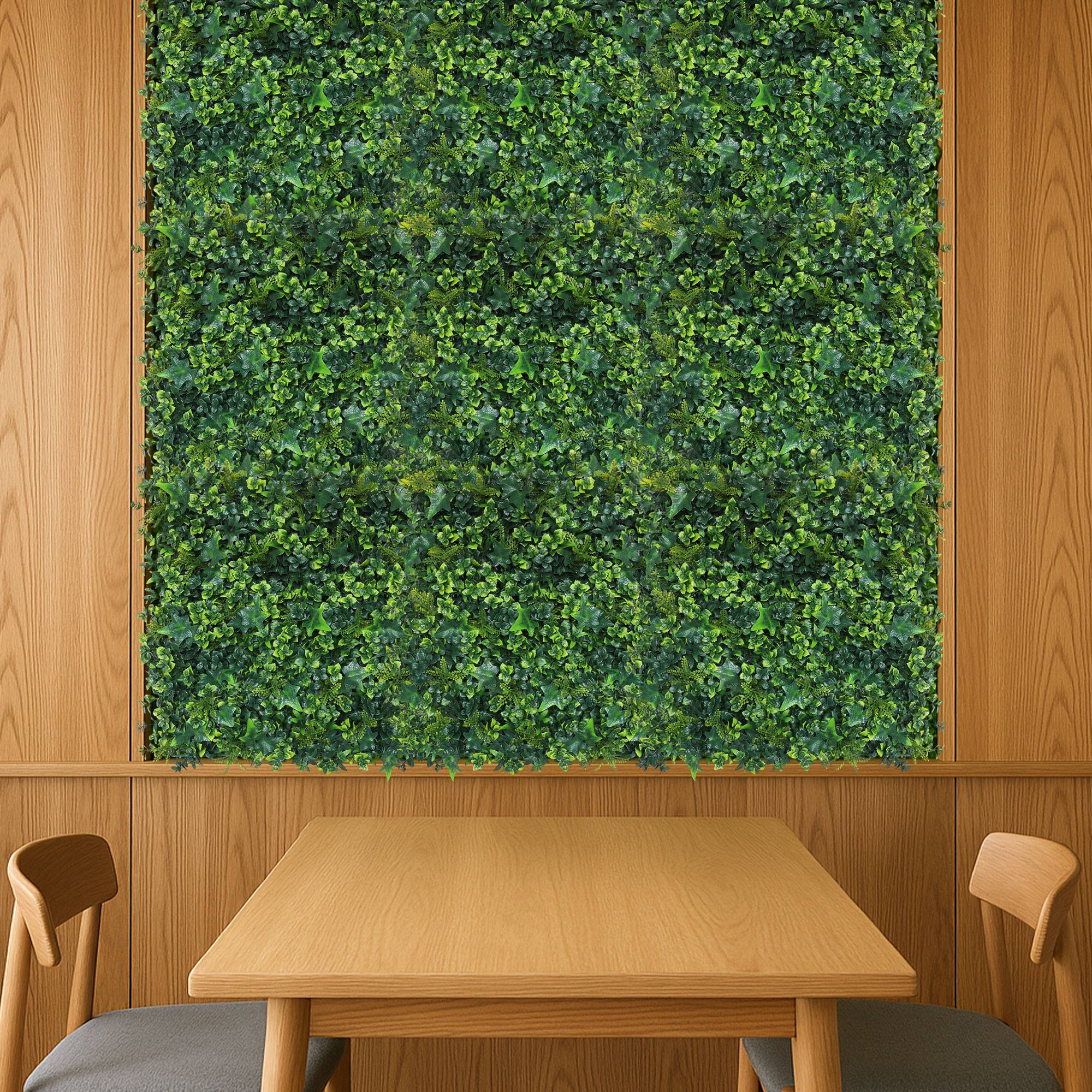 WellHome Seto Artificial 100x100cm, Jardin vertical de hojas Verdes Mixtas - 5