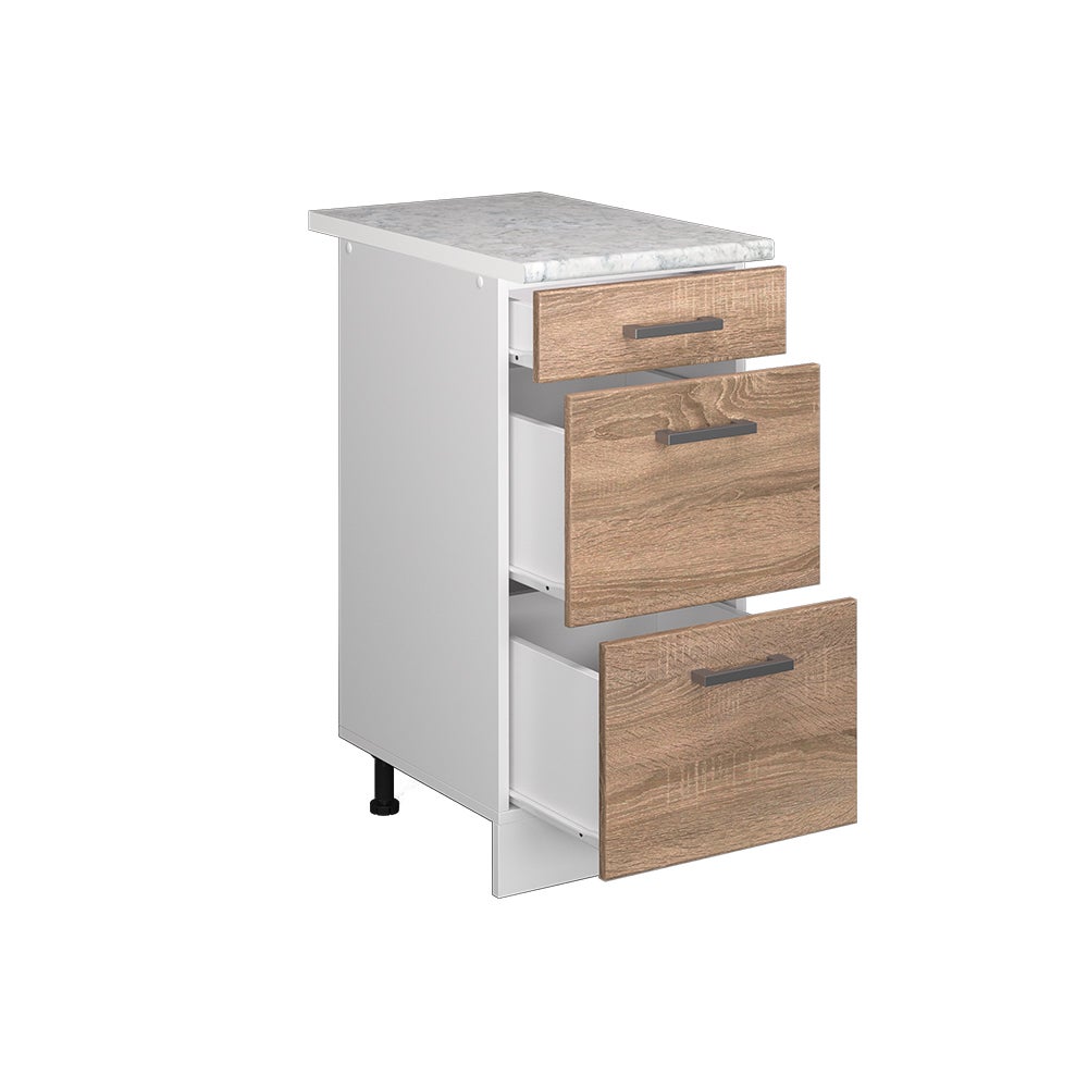 Vicco Meuble cuisine R-Line, Sonoma, 40cm avec tiroirs, PT Marbre - 4