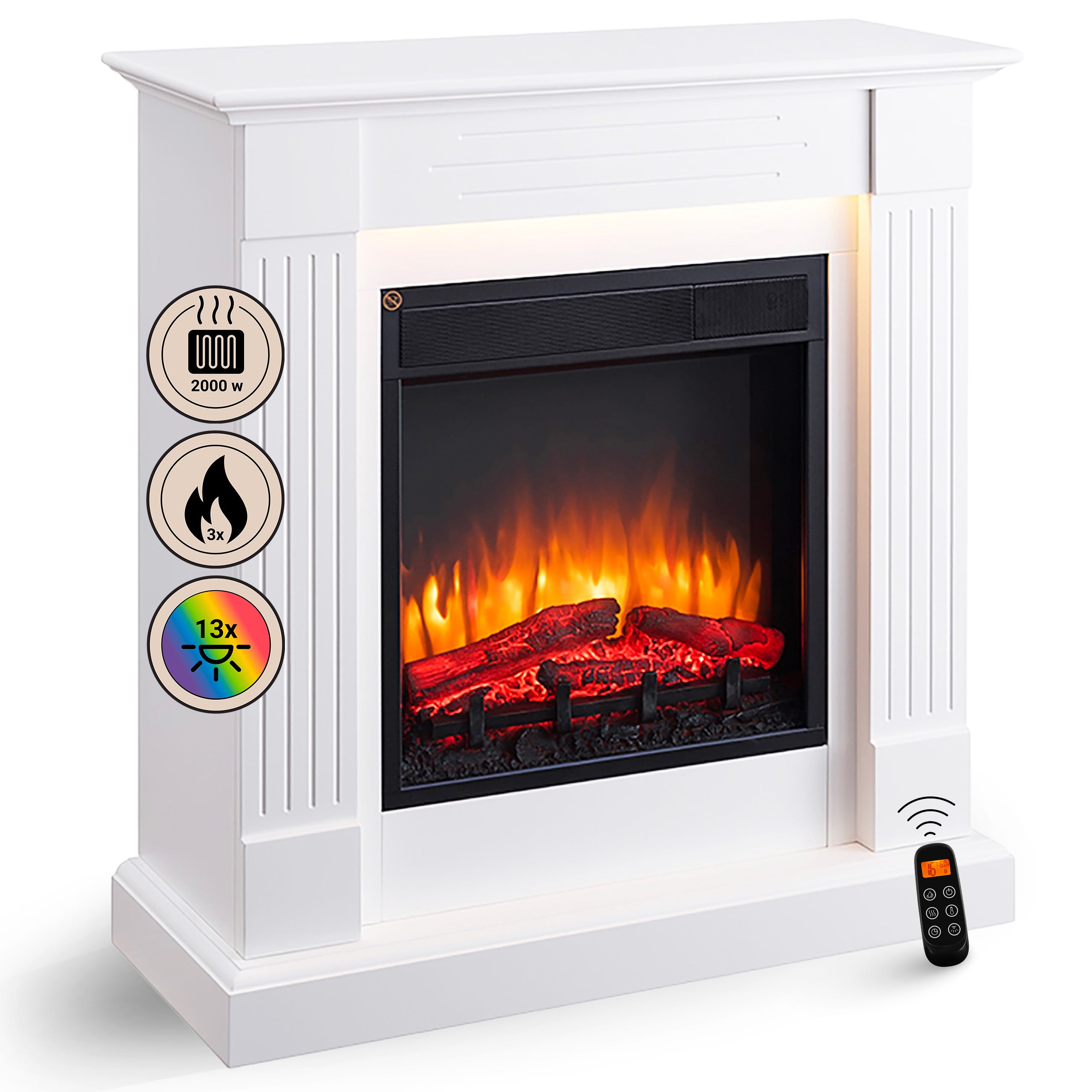 Caminetto Elettrico BALDERIA Finn - 2000W, Effetto Fiamma 3D, Telecomando, Timer, Termostato, Bianco - Foto 11