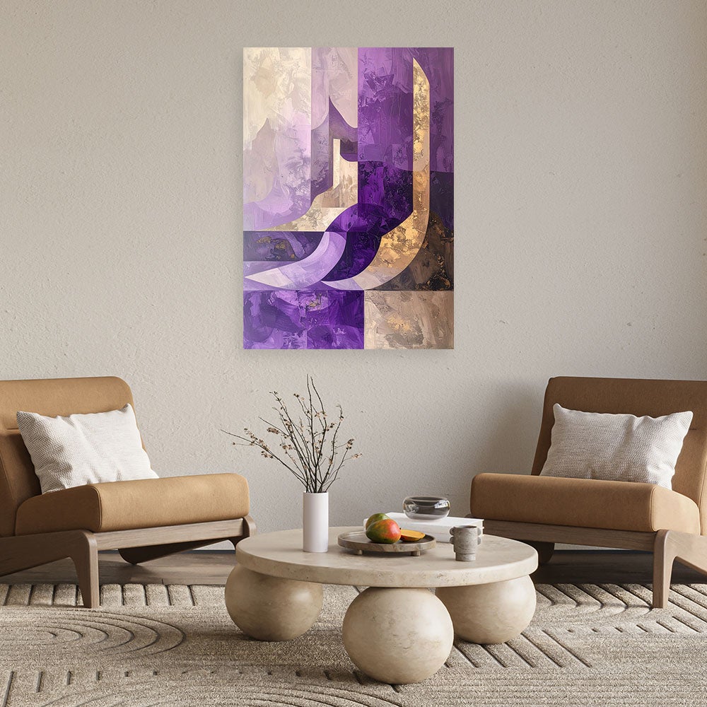 Obraz do salonu sypialni biura, Abstrakcja imitacja farby fioletowy beżowy 60x90 - 2