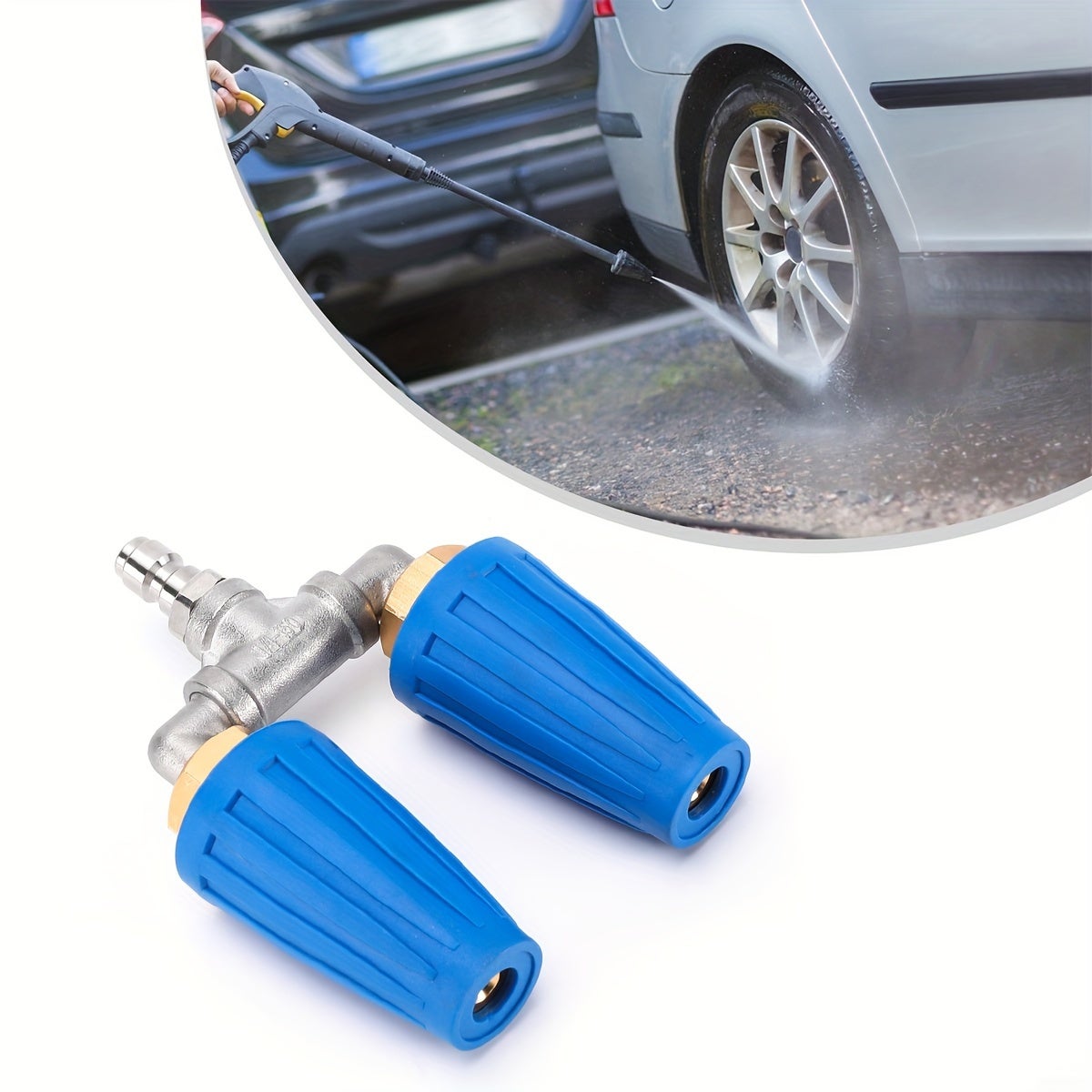 Buse Turbo Rotative Pour Nettoyeur Haute Pression + 7 Embouts - Connexion 1/4" - Jusqu'à 4000 PSI - Pour Béton, Voiture - 3