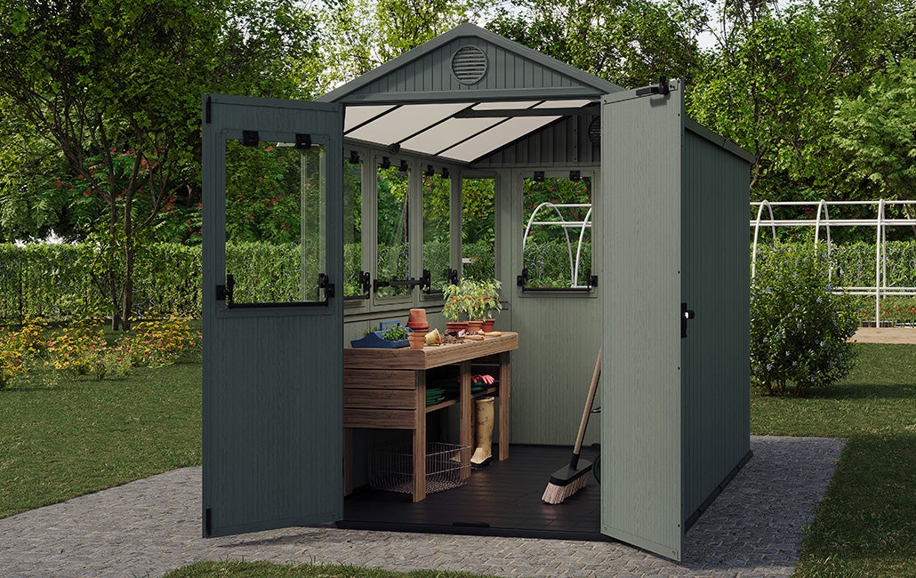 Serre de jardin combiné abri Darwin 68 - 4,5m - Vert aspect bois - KETER - 6