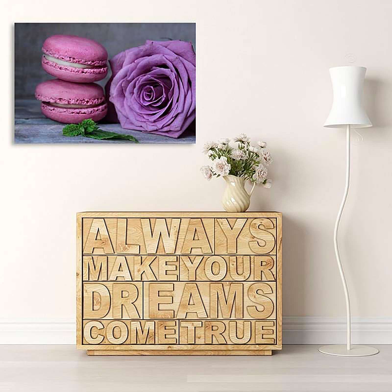 Tableau macarons bois et rose - 70 x 50 cm - 3