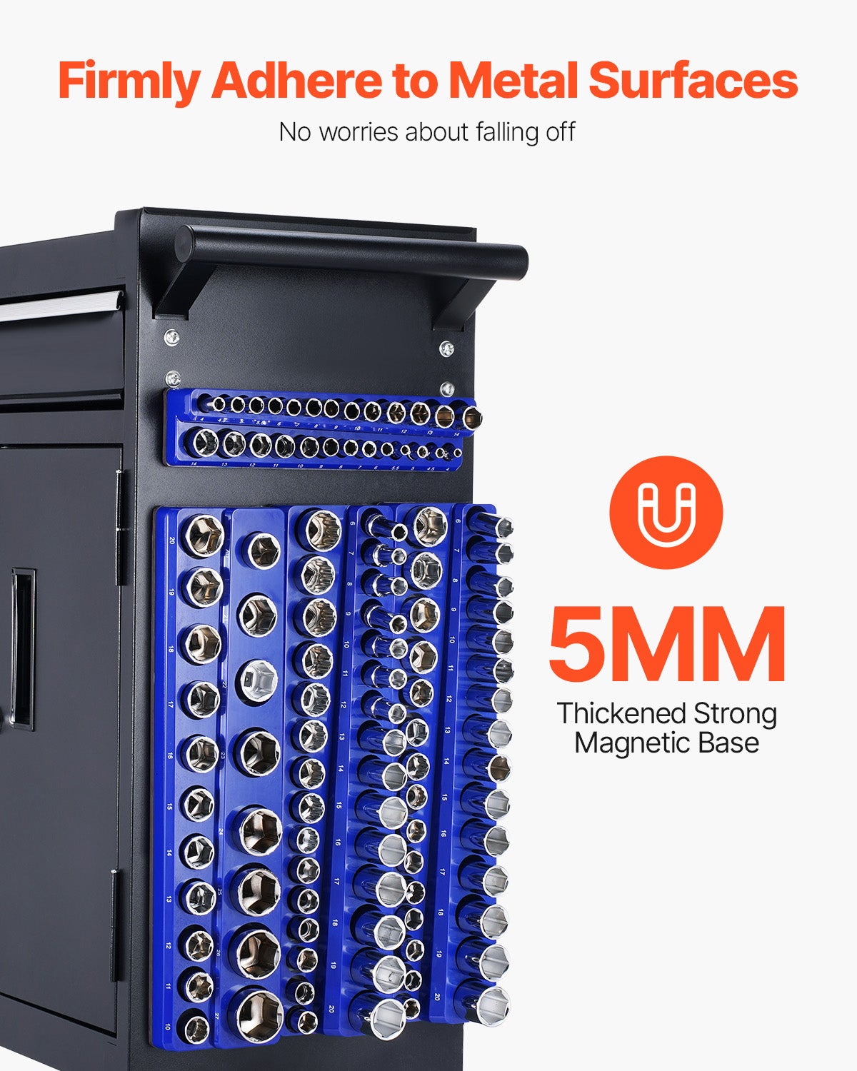 Ensemble d'Organisateurs Douilles Magnétiques SucceBuy,8 Pièces,Plateaux Métriques,Peut Contenir Jusqu'à 199 Douilles,(Douilles Non Incluses) - 5