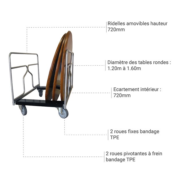 Chariot porte-tables 300 kg - 800007629 - 3