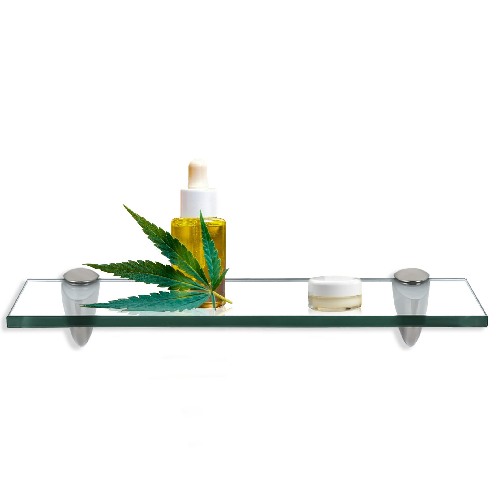 Półka ścienna | Panele półkowe z przezroczystego szkła 40 x 10 cm do kuchni i łazienek