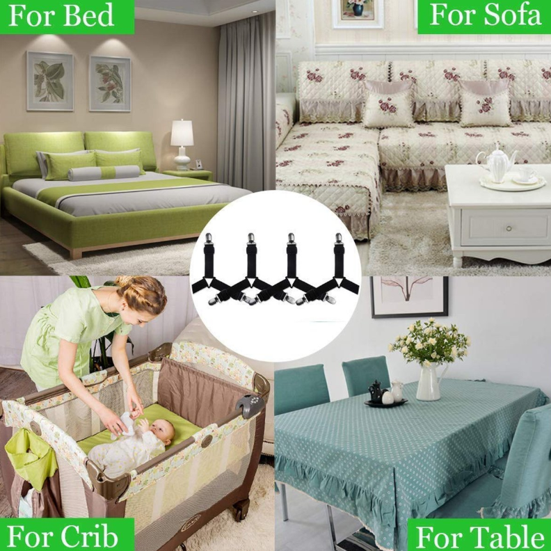 4 pièces Tendeurs de draps - Clips de draps - Jeu de tendeurs de draps - Tendeurs de couette - Clips de drap-housse - Clips de couette - 5