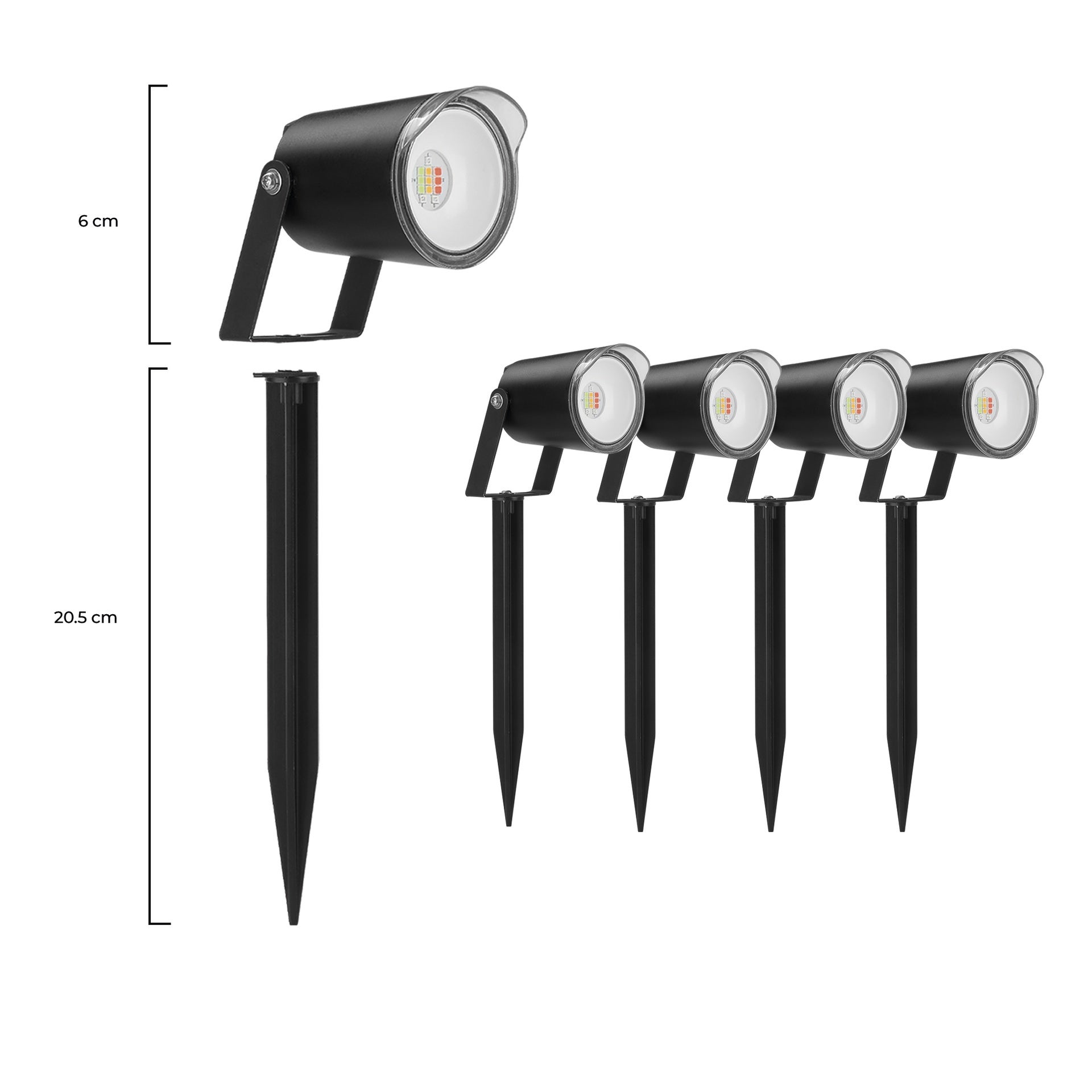 Ksix Pack 4 Smartled Outdoor Focos LED RGBWIC - IP65 - Control por APP - Instalacion Facil - 8