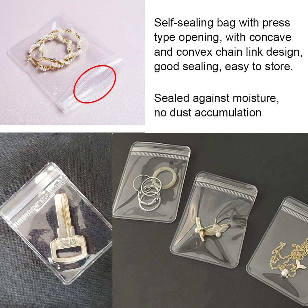 Lot de 100 8 x 12 cm Petits Sachets Plastiques Transparentes,Sachets Zip transparent,Pour bijoux, perles(Taille intérieure 75 x 10cm) - 5