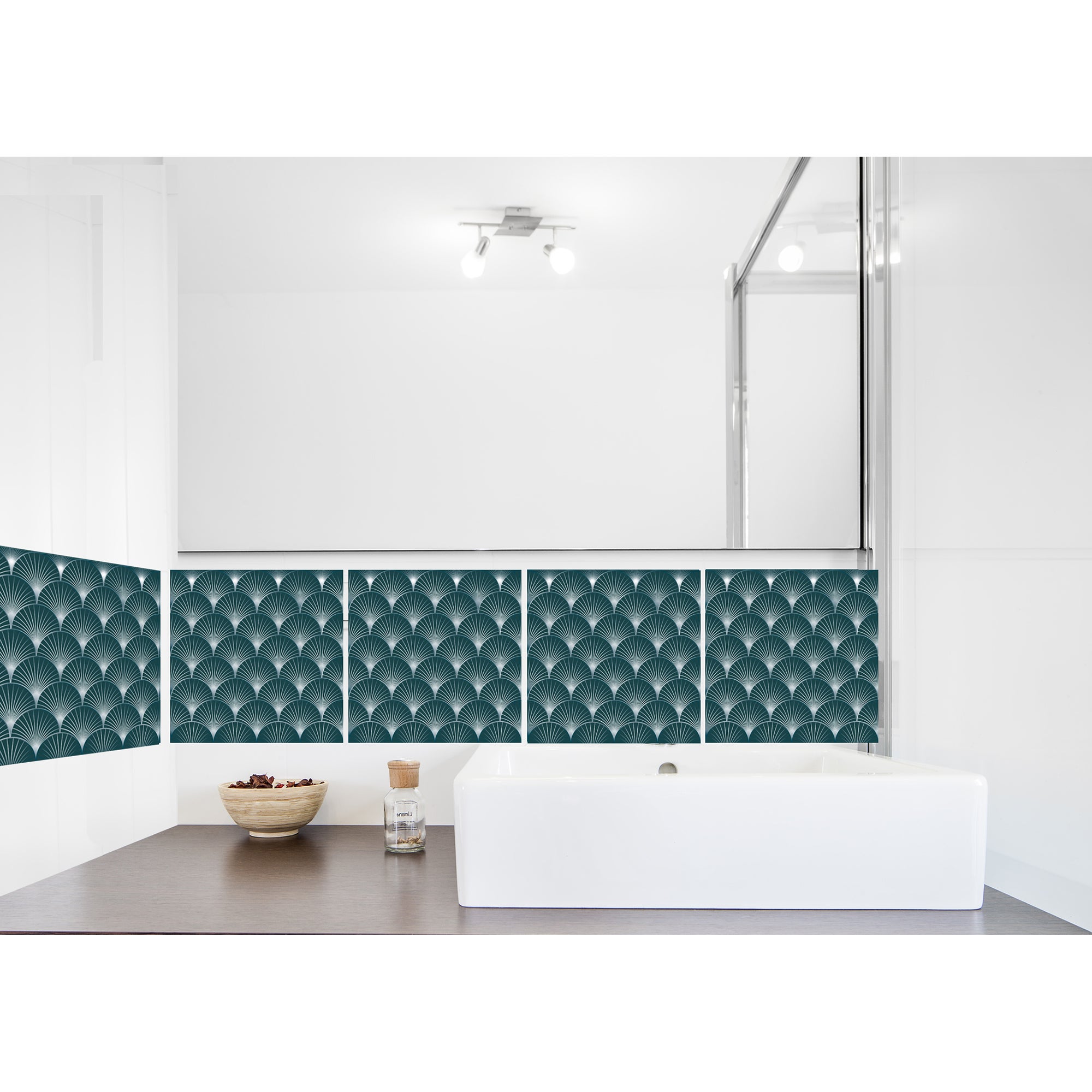 Pegatina azulejos adhesivos decorativos washwood, estilo de pato azul de estilo art deco para estilo elegante, x6, 15 cm x 15 cm