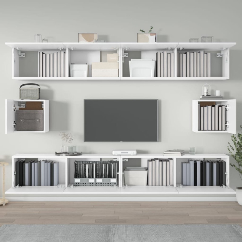 set-di-mobili-porta-tv-6-pz-bianco-in-legno-multistrato-4 - 3