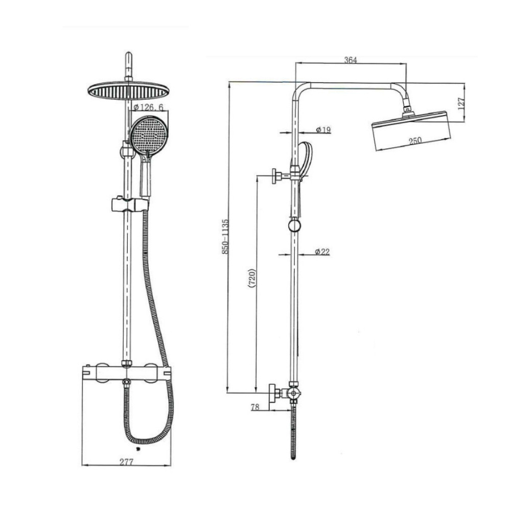 Pack Douche Complet – Paroi Walk-In 140x200 Chrome + Colonne SAT 3 Jets + Receveur Marbre Coulé Blanc 140x80 (SAT100C7VI148W) - 7