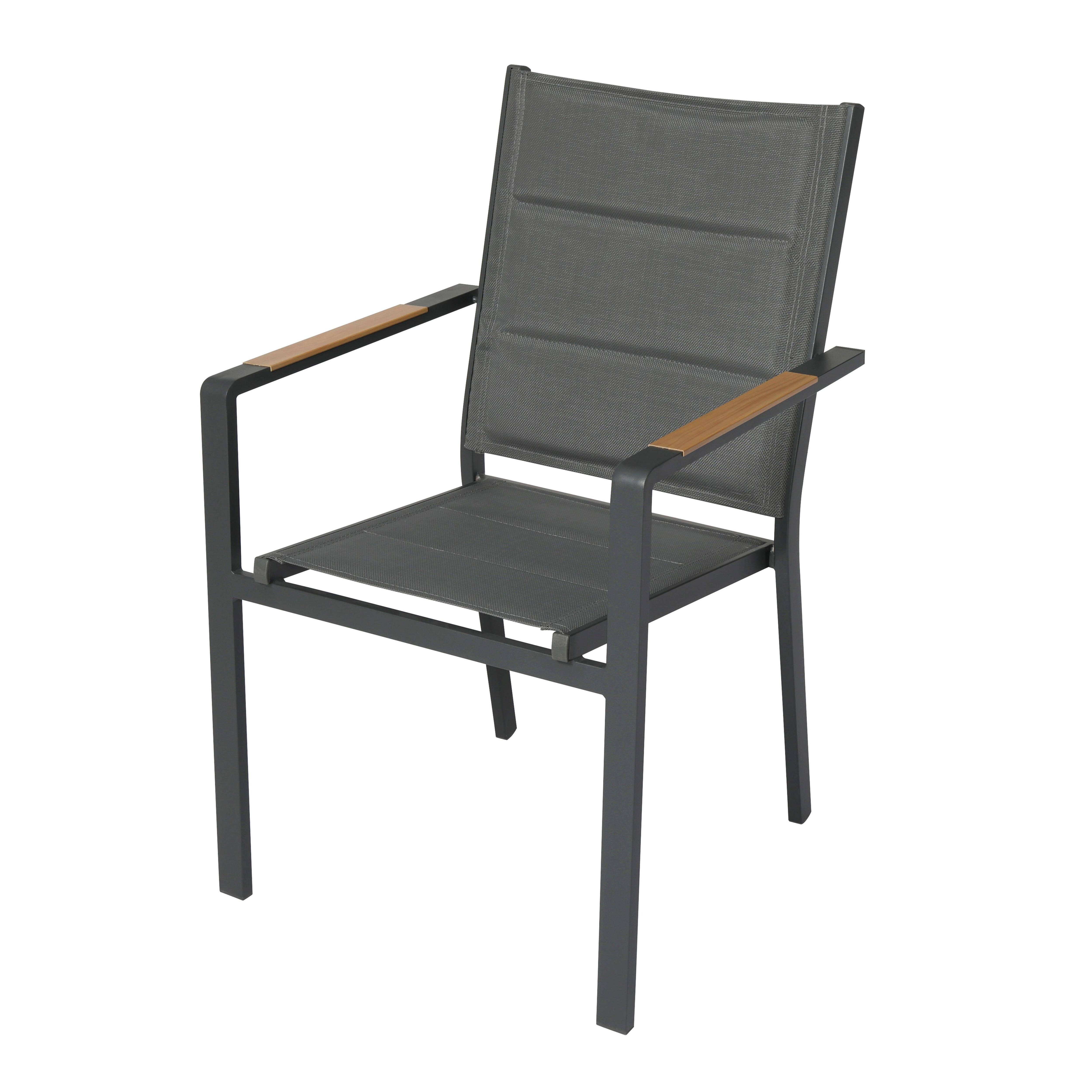 Lot de 2 chaises de jardin en aluminium et textilène gris - 3