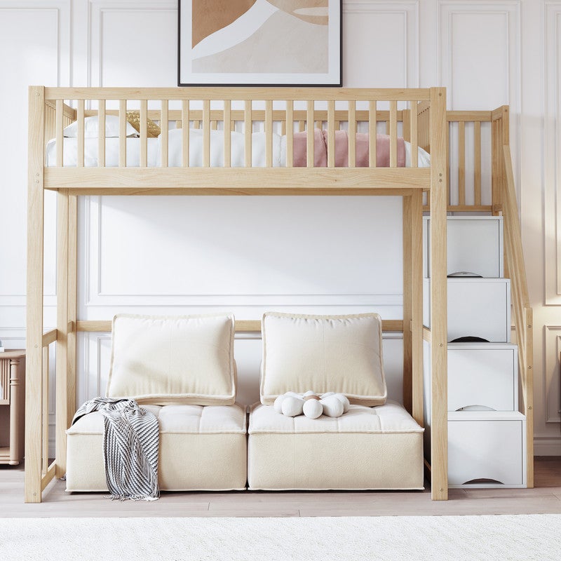 Lit Mezzanine 140x200 Cm - Bois Massif Pin - Occasion - Sans Matelas