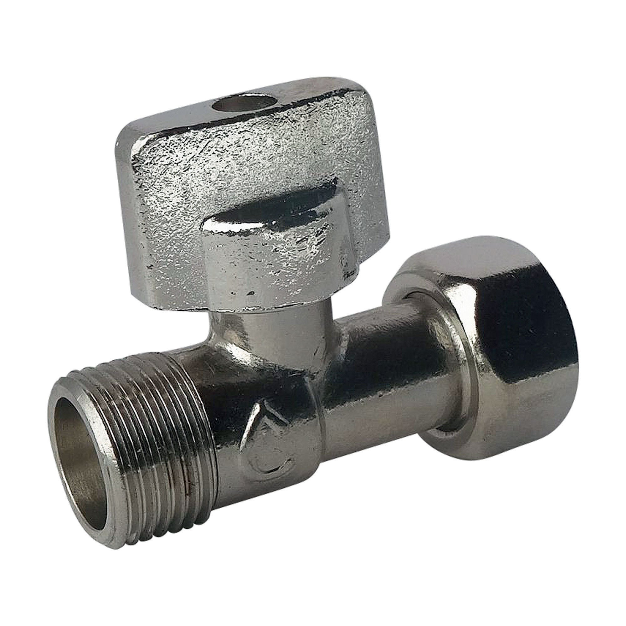 Robinet de WC 1/4 de tour droit nickelé M12/17 - Ecrou Prisonnier 12/17 - 2