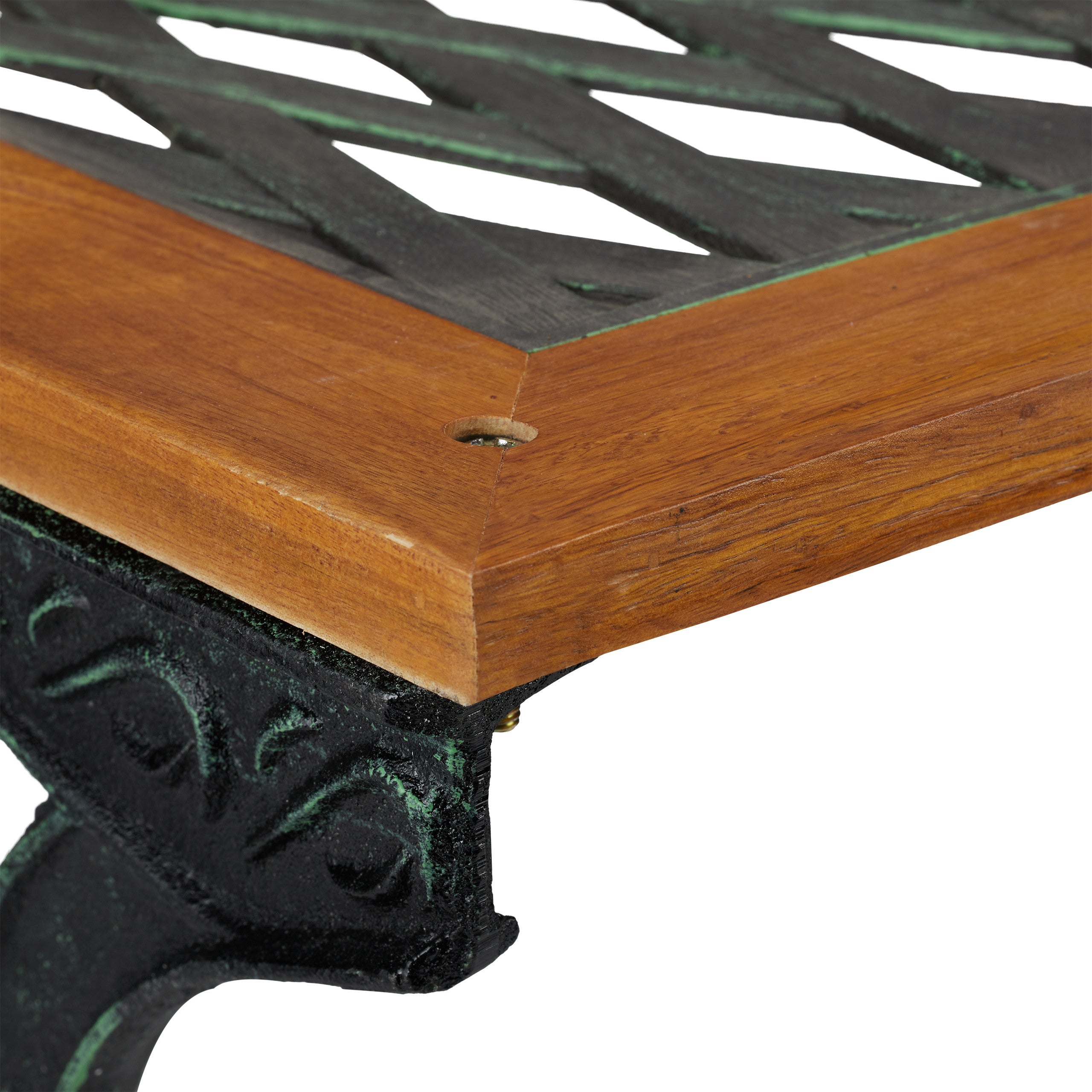 Table de jardin rectangulaire, extérieur, vintage, bois et fonte de fer, 58x98x47 cm, balcon, nature-noire, Relaxdays - 7