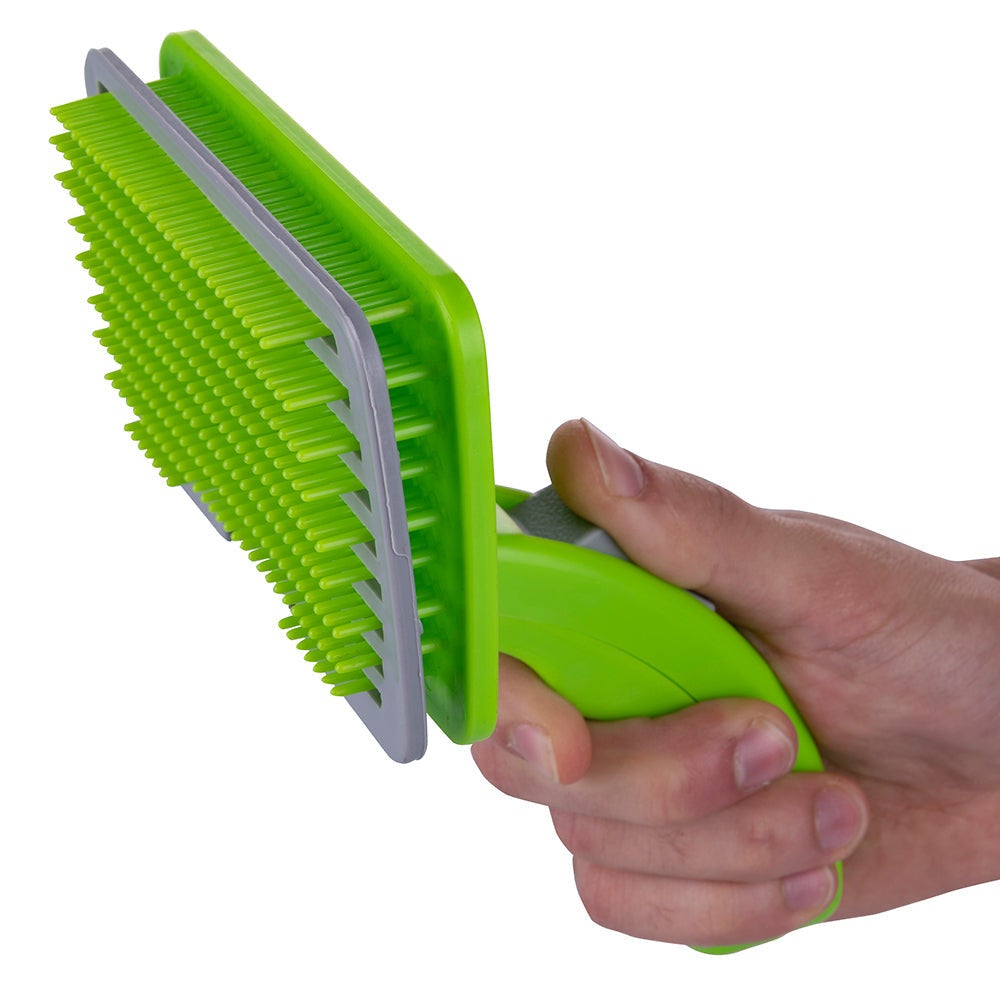 Brosse De Bain Autonettoyante Pour Animaux – Distributeur Shampooing Intégré, Silicone Doux, Manche Long