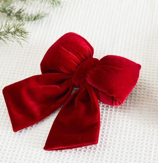 Ciondolo a forma di fiocco natalizio, ornamento in velluto rosso, fiocco da appendere, adatto per riunioni di famiglia e negozi (dimensioni grandi). - 4