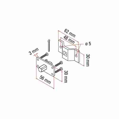 Kit de support à broche carrée avec trous traversants pour Tm45 et Tm45 ...