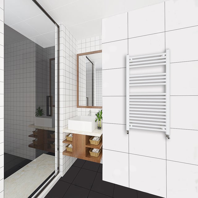 OCEAN Termoarredo bagno 1000x500mm Scaldasalviette ad acqua calda porta-asciugamani Bianco Interasse 45 Potenza T50℃ 447W