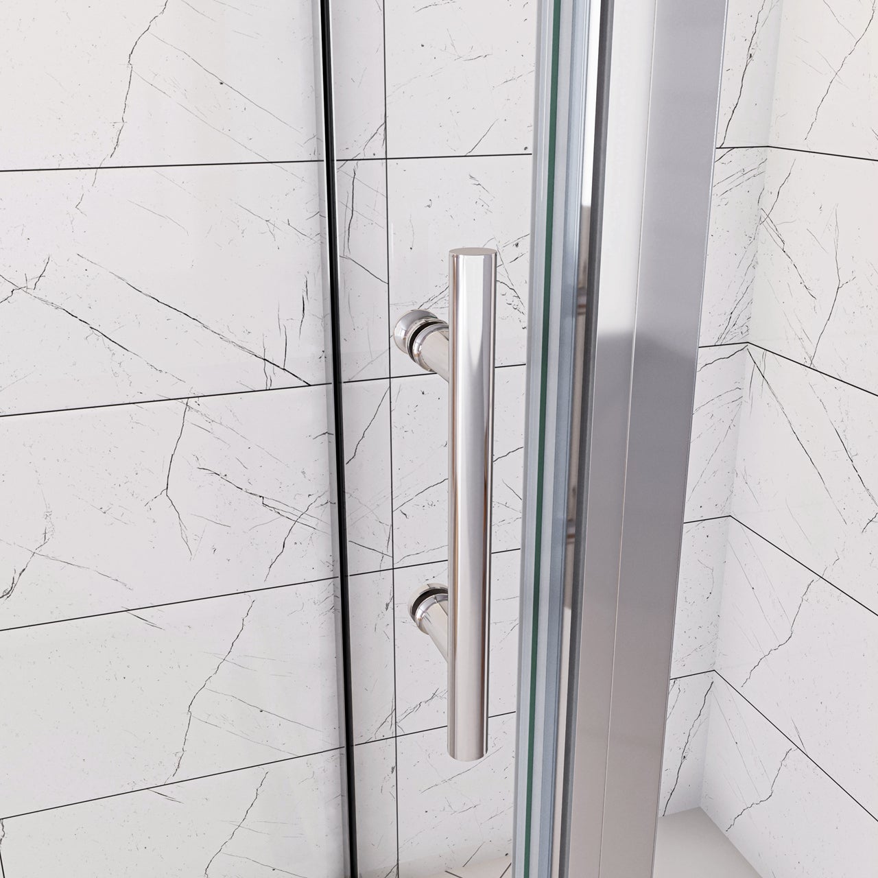 185cm Box Doccia Angolare Porta Girevole Battente con Parete Fissa 90x70cm in Vetro Temperato Trasparente 5 mm Profilo Cromo Lucido - 7