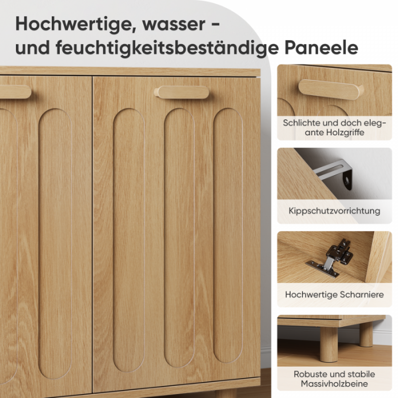 Panier à linge basculant en MDF chêne, armoire de rangement salle de bain, style européen, Art Déco, panier amovible, meuble moderne - 9