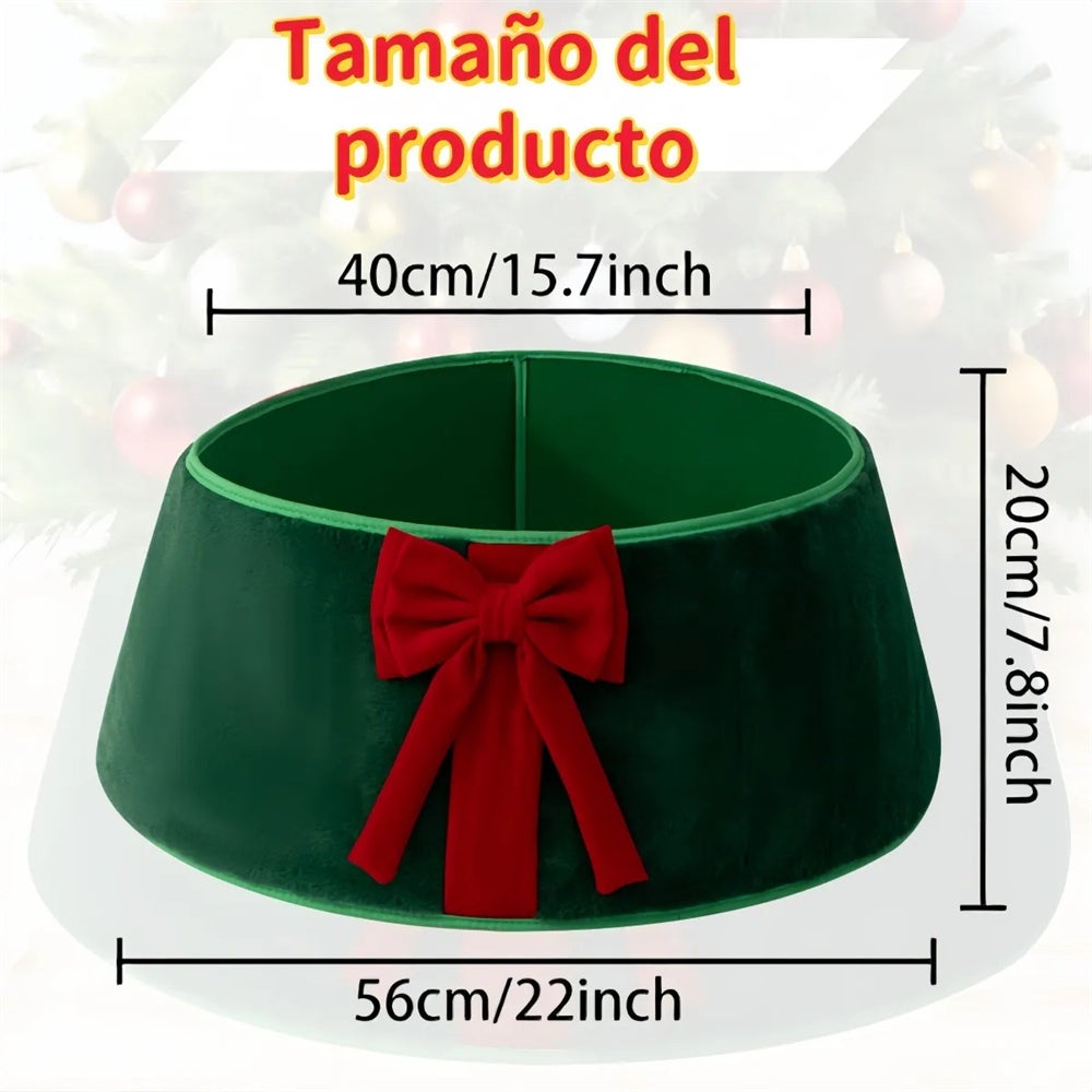 Supporto per albero di Natale 2 pezzi con fiocco,gonna per albero di Natale in peluche,accessori per decorazioni per albero di Natale,verde e rosso - 4