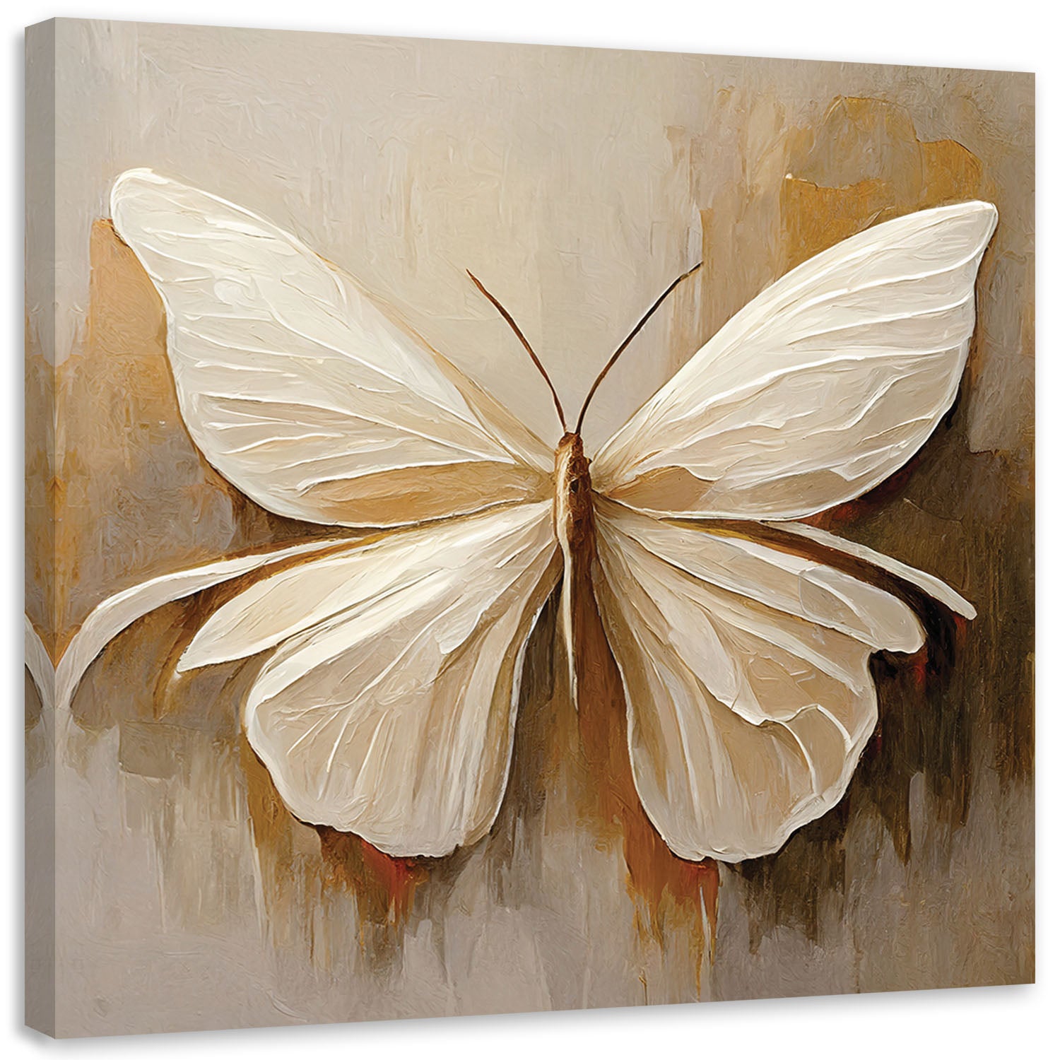 Obraz na płótnie, Motyl beżowy malowany 40x40