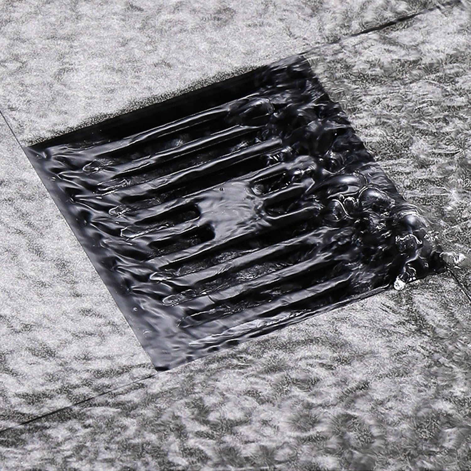 Odpływ prysznicowy ze stali nierdzewnej - Czarny kwadratowy odpływ podłogowy do łazienki - 10x10 cm - do łazienki, kuchni, balkonu, ogrodu - 6