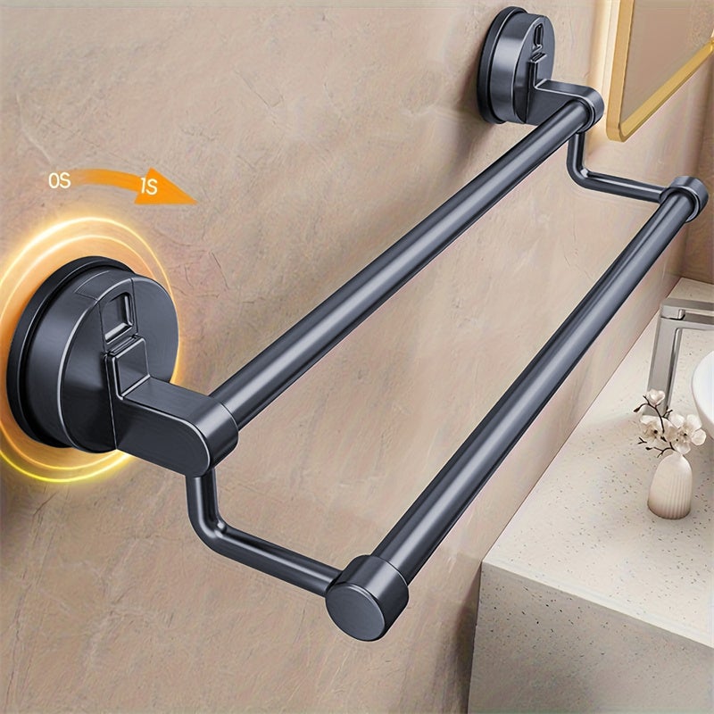 Porte-serviettes mural chromé moderne avec ventouses puissantes, organiseur de salle de bain | Porte-serviettes de 40 cm pour salle de bain - 2