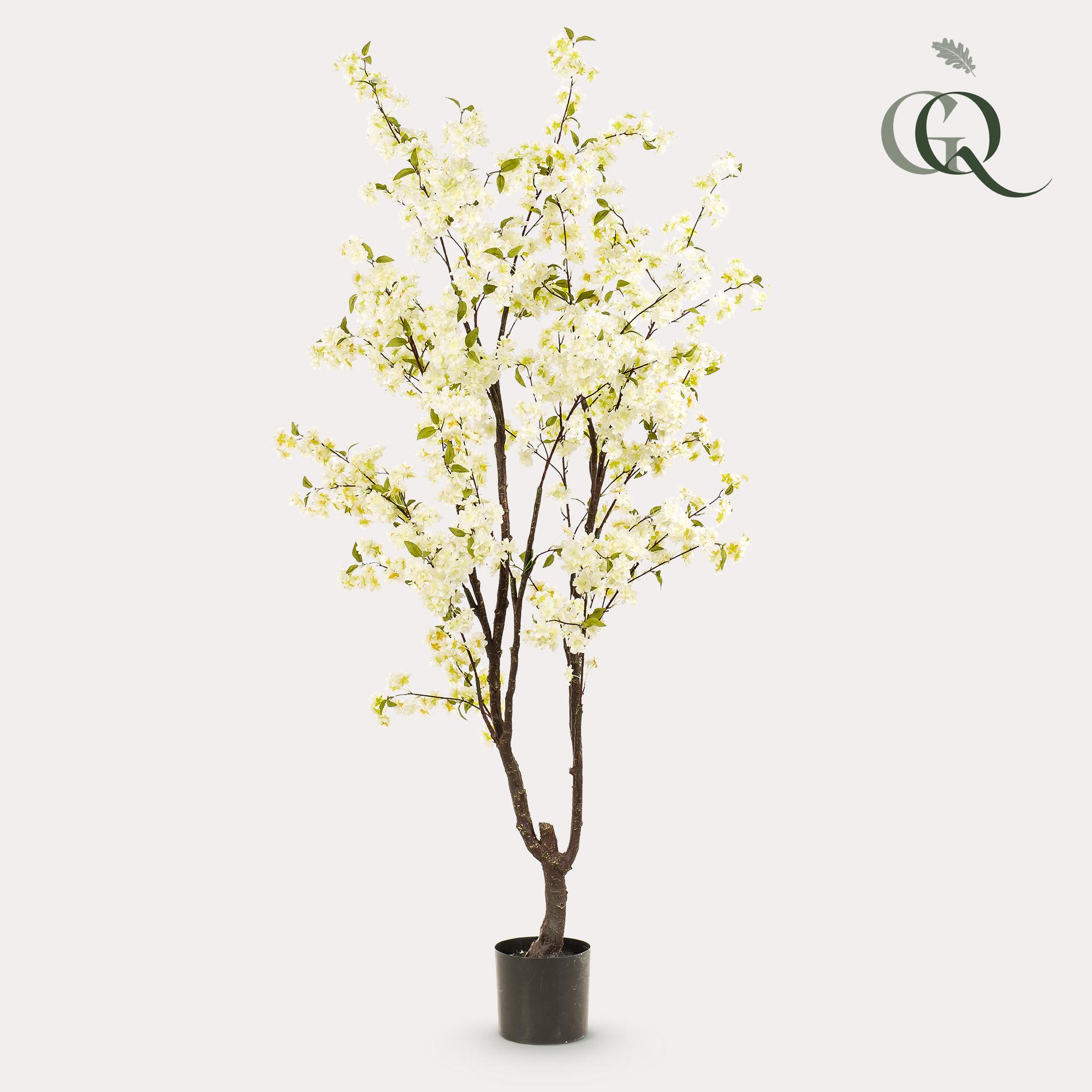 Sztuczna roślina Prunus Kersenbloesem biała 210 cm – realistyczna wiśnia do wnętrz