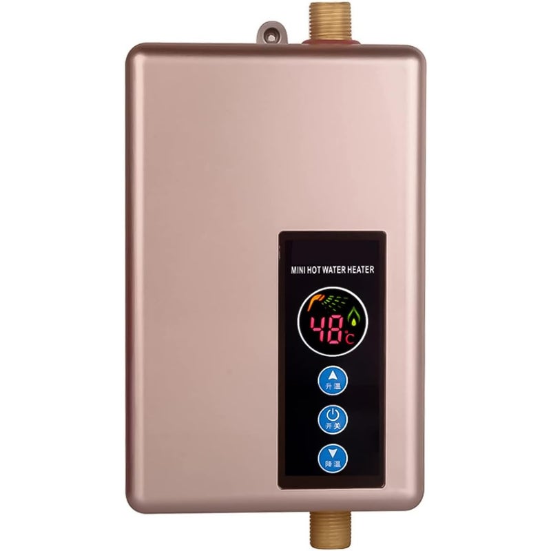Podgrzewacz wody przepływowy - Podgrzewacz wody bez zbiornika 220 V 5500 W - z wyświetlaczem LED - do łazienki i prysznica - złoty