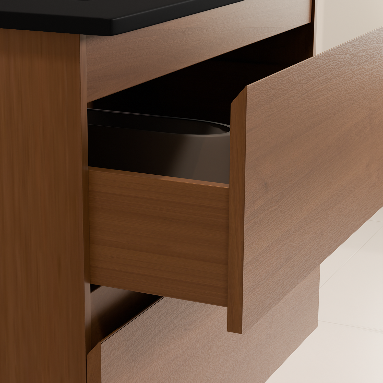 LOMAZOO Meuble De Salle De Bain Marenza Chêne Chaud 60cm - lavabo noir - 6