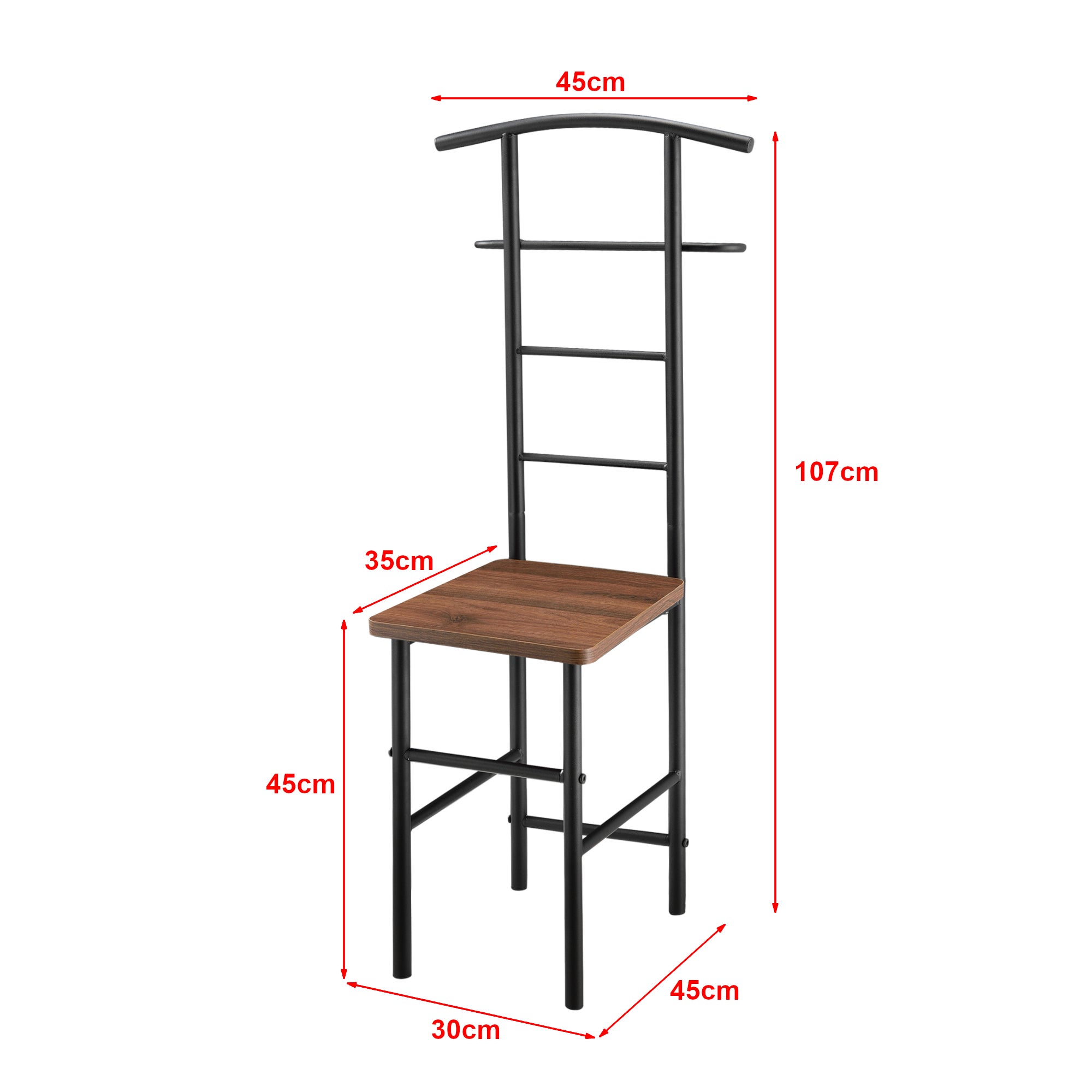 Valet de Chambre Anaheim Métal MDF Noir Effet Noyer [en.casa] - 2