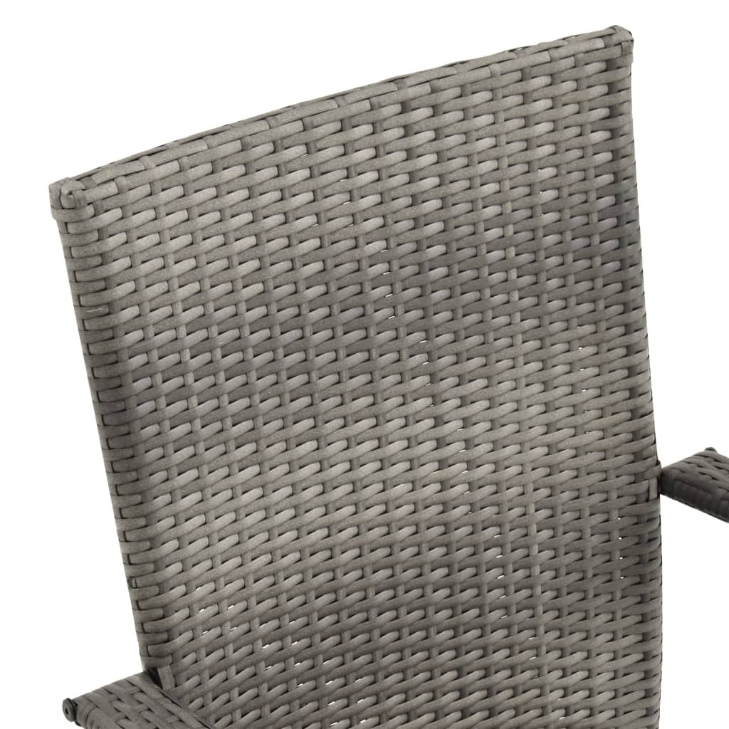 Chaises empilables d'extérieur 6 pcs Gris Résine tressée - 7