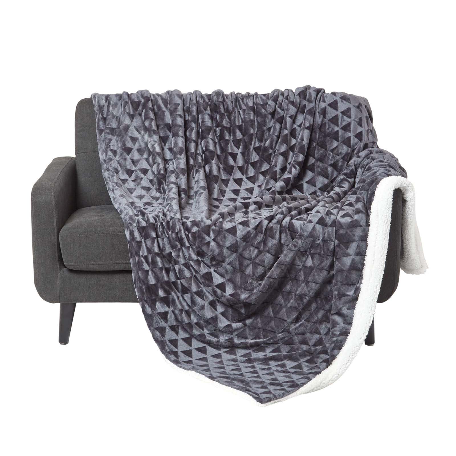 Homescapes Plaid polaire Gris anthracite et revers sherpa, 200 x 230 cm - 2