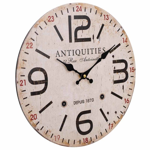 Reloj de pared de madera blanco d34x2