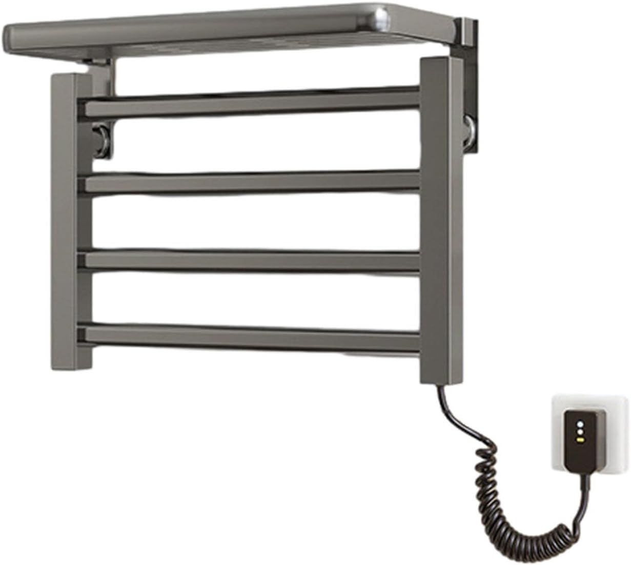 Etryczny grzejnik ścienny na ręczniki do łazienki, ze stopu aluminium, stała temperatura, stopień ochrony IPX4, kolor szary.