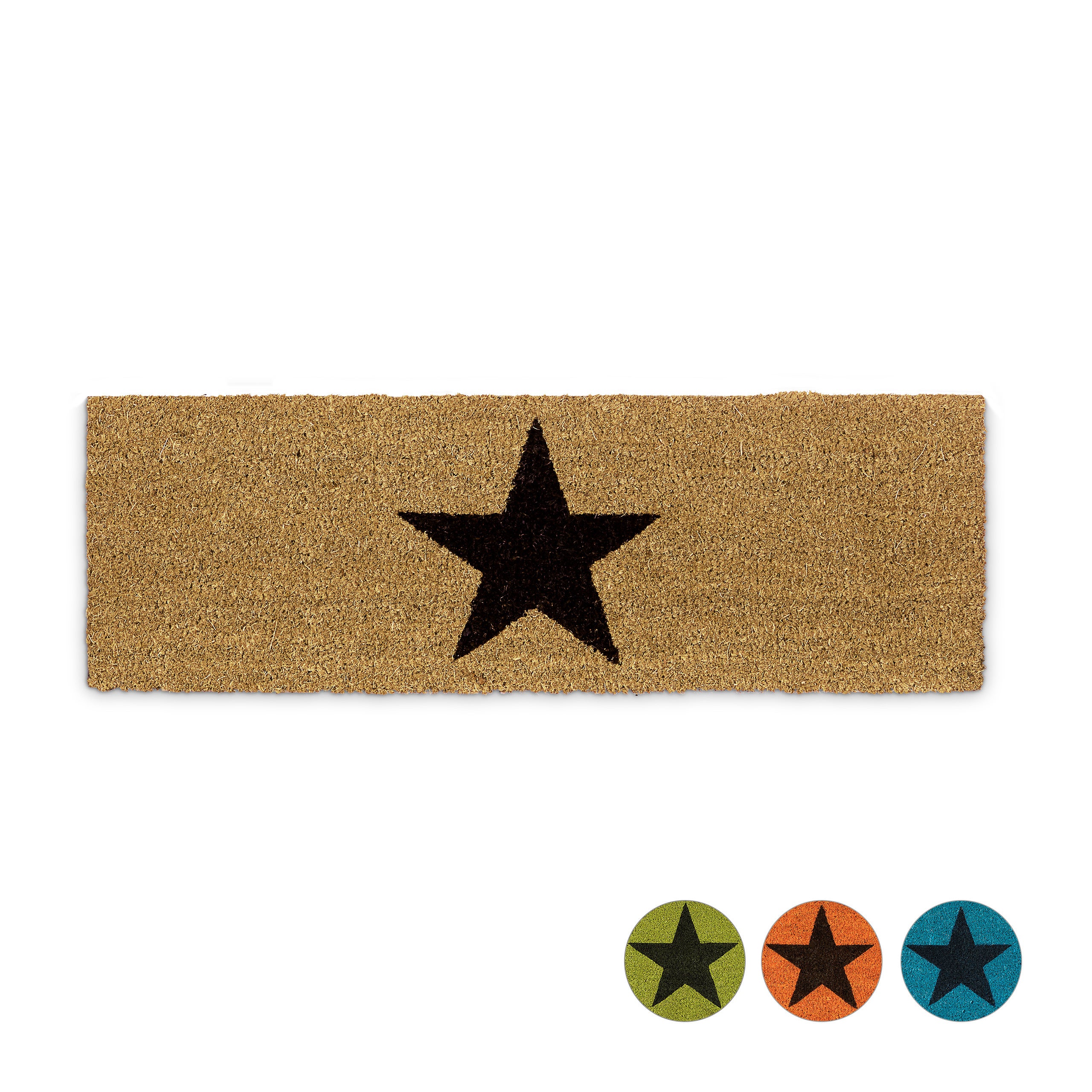 Relaxdays – felpudo estrella para la entrada, 1.5 x 75 x 25 cm, fibra de coco y pvc, antideslizante, color natural