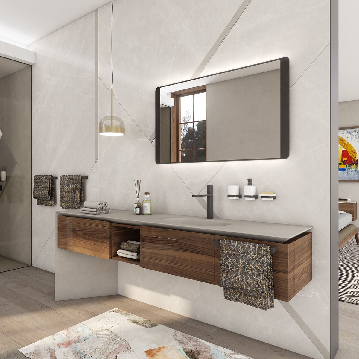 Luce Specchio Bagno LED 5W - 320Lm, 4000K, IP44 - In Alluminio Nero - 30 Cm - Foto 4